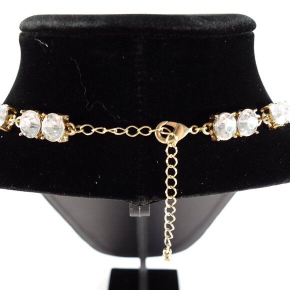 Vintage‎ Yellow Opalescent Geometric Bib Necklace With Clear Crystal Accents - Picture 4 of 7